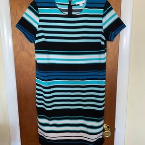 NY and Company Midi Aqua/Blue/Black Petite Dress.